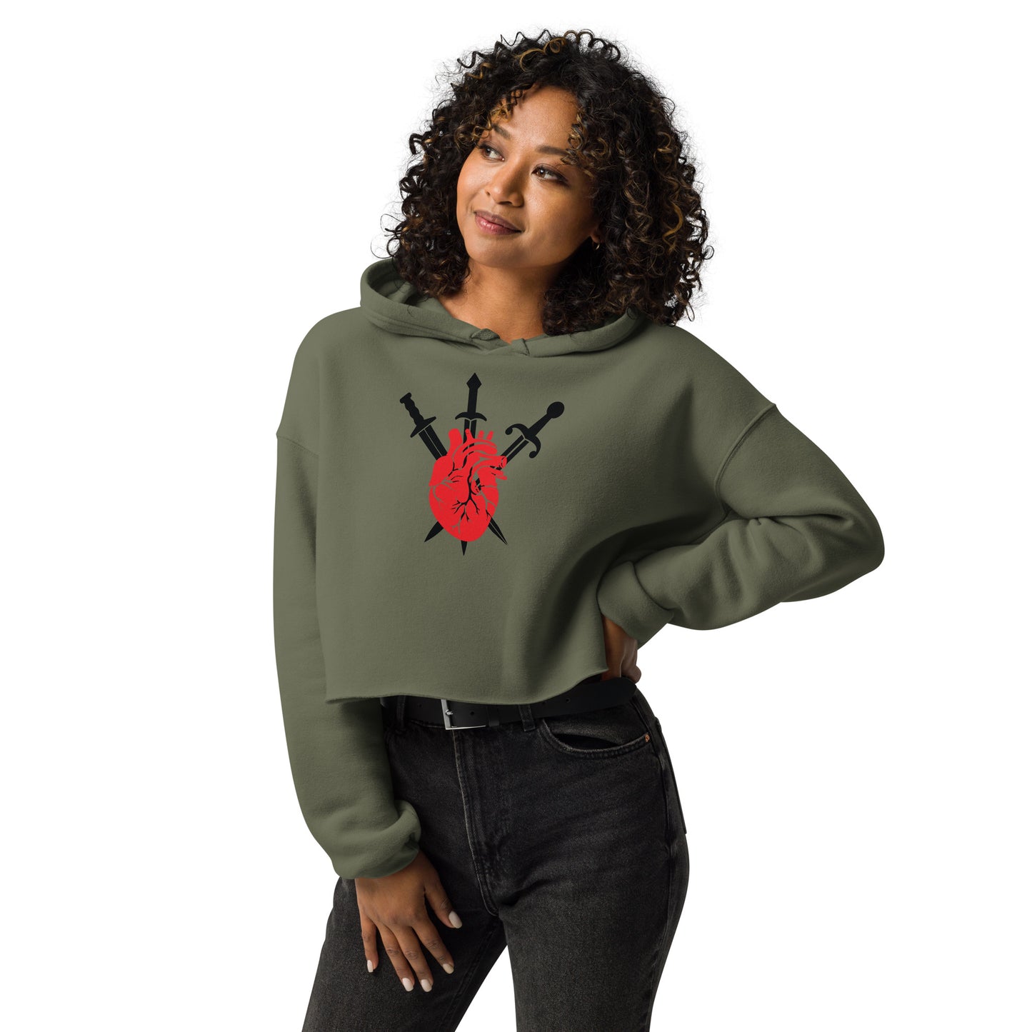 Three of Swords Tarot Inspired Cropped Hoodie